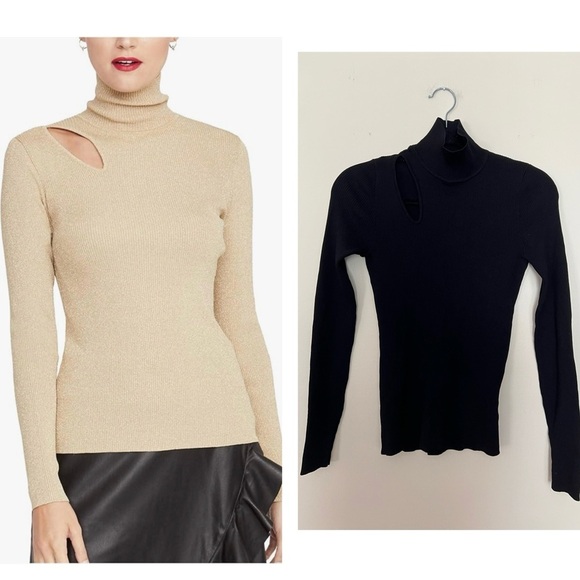 RACHEL Rachel Roy Sweaters - Rachel Roy Womens Cutout Pullover Black Sweater Ribbed Knit Small Preppy Noir